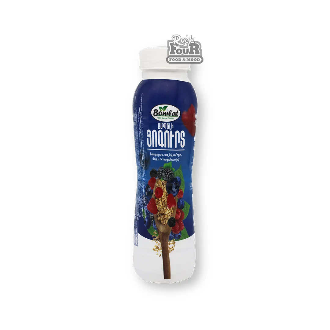 Drinking yoghurt "Bonilat" blueberries, raspberries, blackberries and 5 grains 1.5% 275g